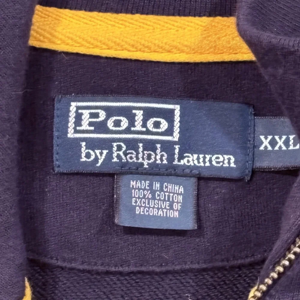 Polo Ralph‎ Lauren Sweater Men 2XL Purple Mock Neck Full Zip Fleece Pony Logo
